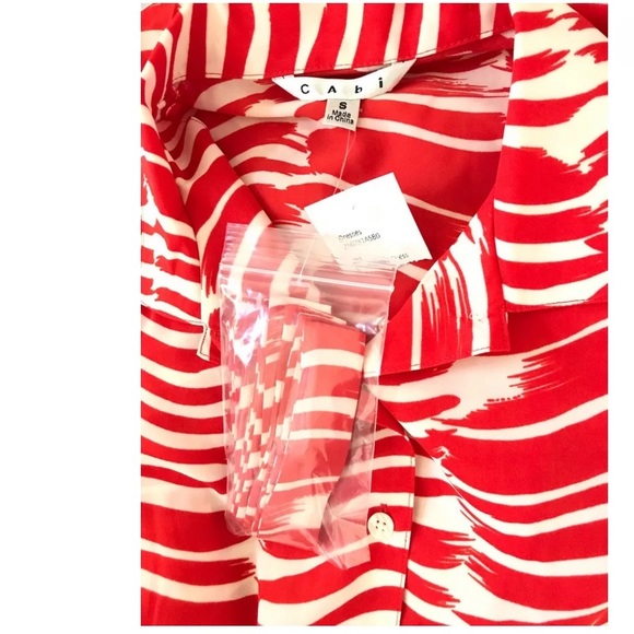 CAbi | Womens Red Brushstroke Dress Button Front Size S - Picture 12 of 13